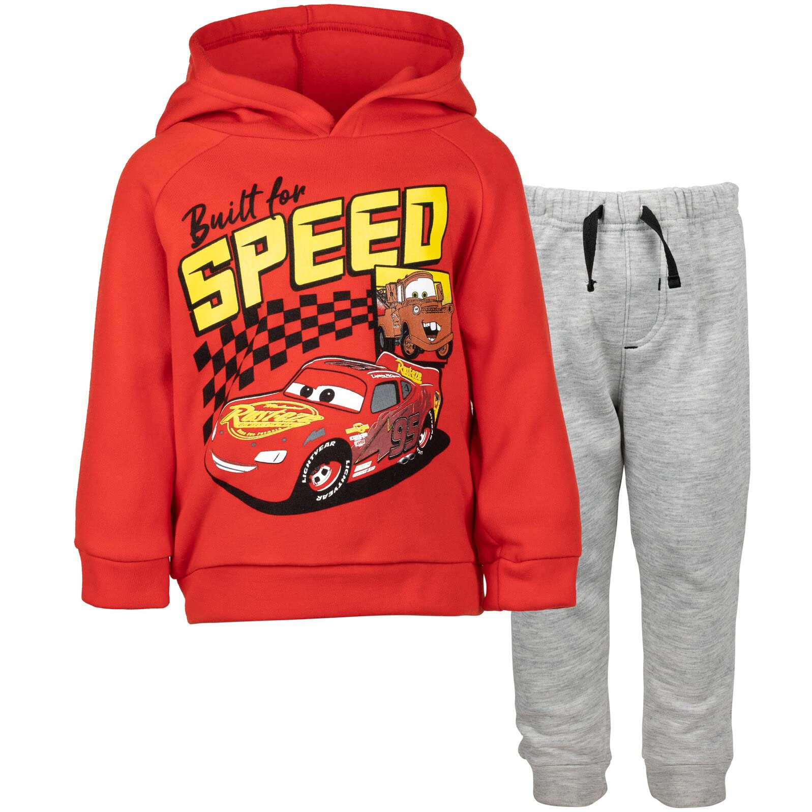 Disney Pixar Cars Lightning McQueen Fleece Pullover Hoodie and Pants Outfit Set Toddler to Big Kid