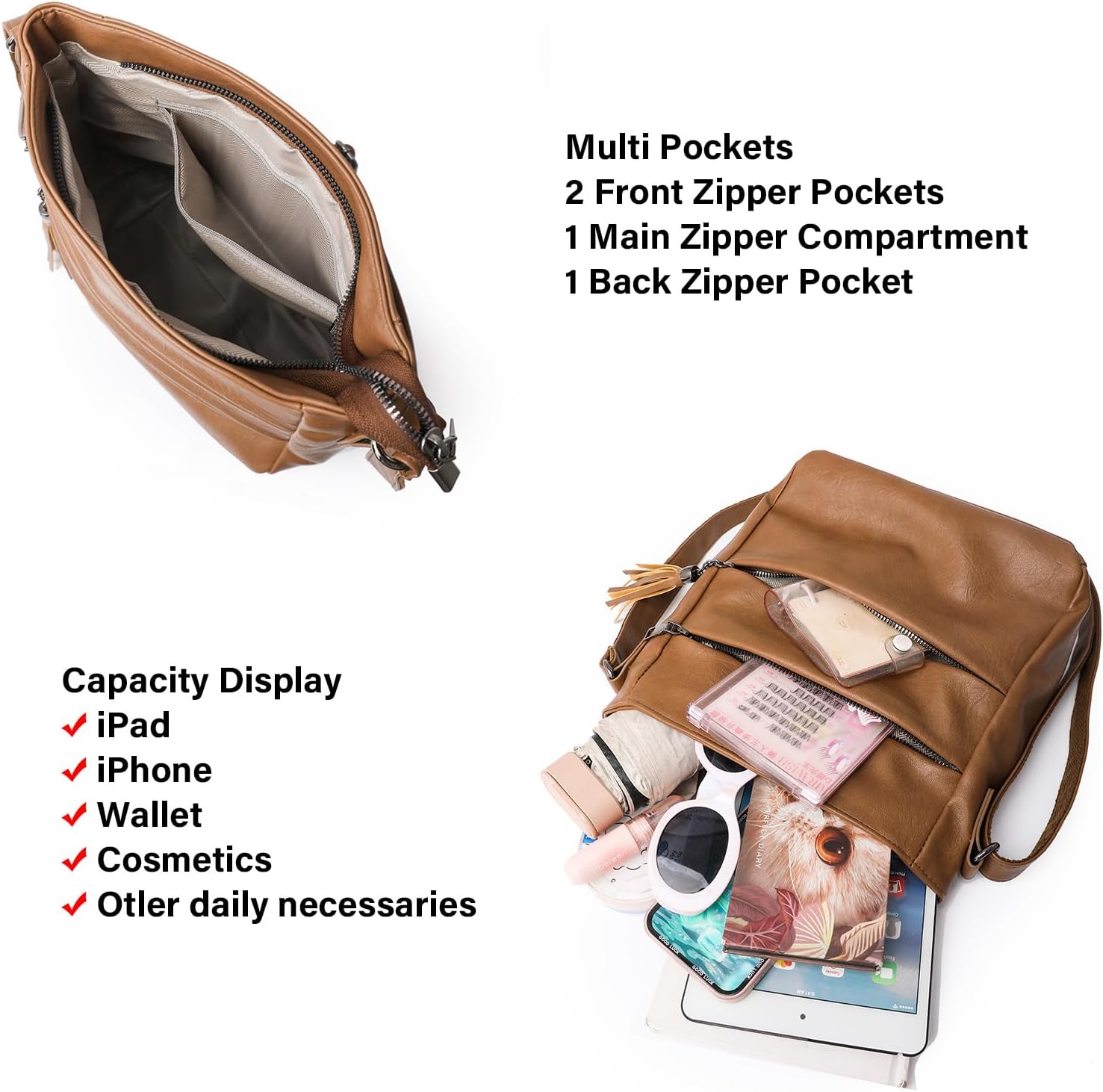 Crossbody Purses for Women, Multi Pocket Casual Shoulder Bag with Tassel and Adjustable Strap - Image 5