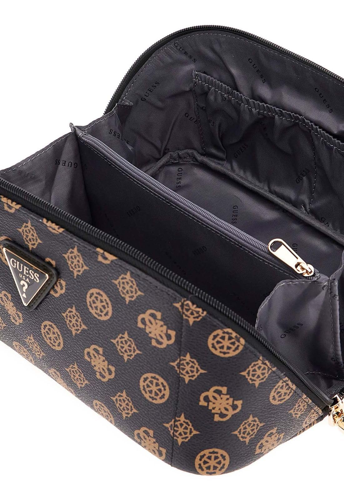 GUESS borsa da toilette Wilder Cosmetic Travel Bag Brown marrone scuro