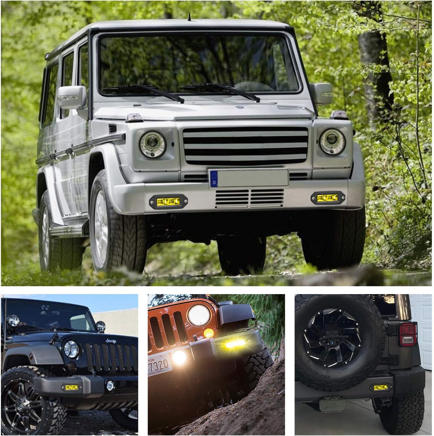 Flush Mount LED Pods, 40W 2PCS Yellow Off Road Backup Flush Mount LED Light Bar Driving Lights Fog Lamp for Bumper ATV UTV SUV Truck Boat