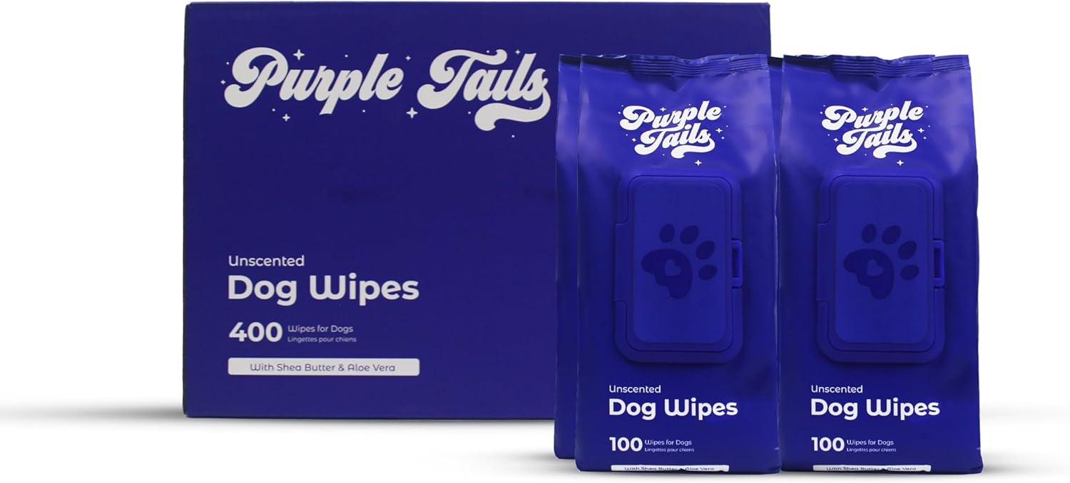 Purple Tails Dog Wipes 400 Dog Wipes for Paws and Butt