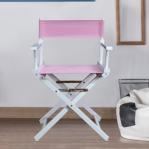 Miniatura 2 de Silla de Director de 18" Marco Blanco Lona Rosa