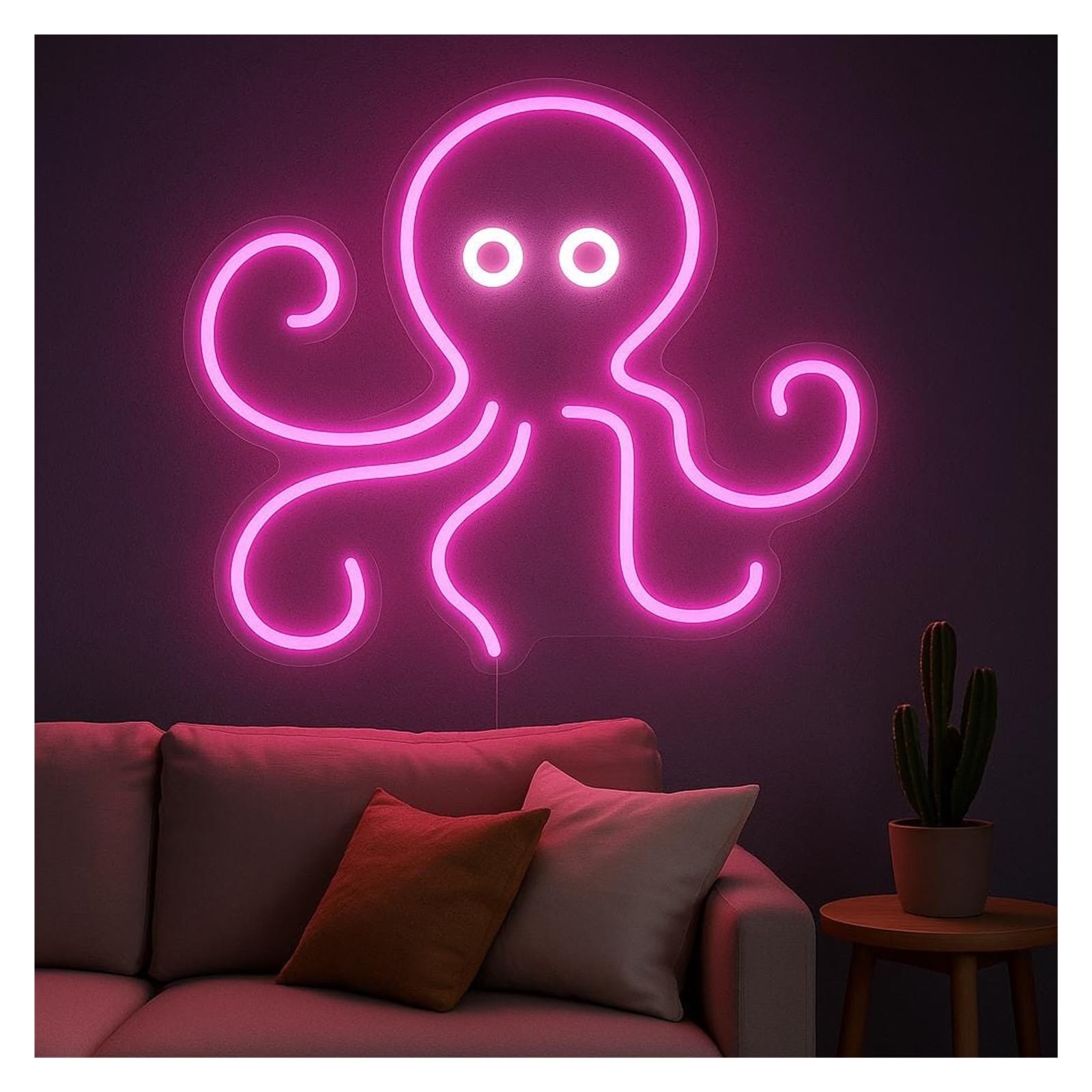 Shouxi E Sign Lamp Octopus Neon Sign, Suitabl For Bedroom Hom Wall Decor With Dimmabl 51Cm