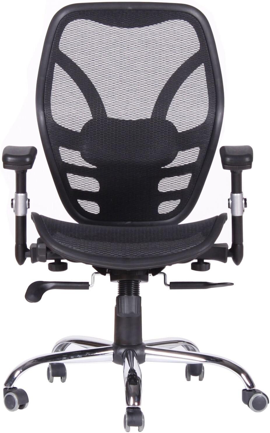 Mid-Back Office Chair with Breathable Nylon Mesh, Padded Height Adjustable Arms, Synchronic Mechanism, Black