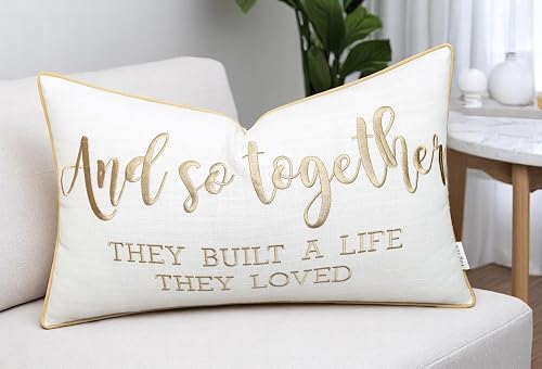 and So Together Quote Embroidered 12x20 Lumbar Throw Pillow Cover