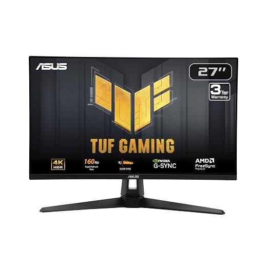 ASUS TUF Gaming 27” 4K HDR Monitor (VG27UQ1A) – 160Hz, 1ms, Extreme Low Motion Blur Sync, NVIDIA G-SYNC Compatible, AMD FreeSync Premium, 95% DCI-P3, DisplayWidget, 3 yr Warranty