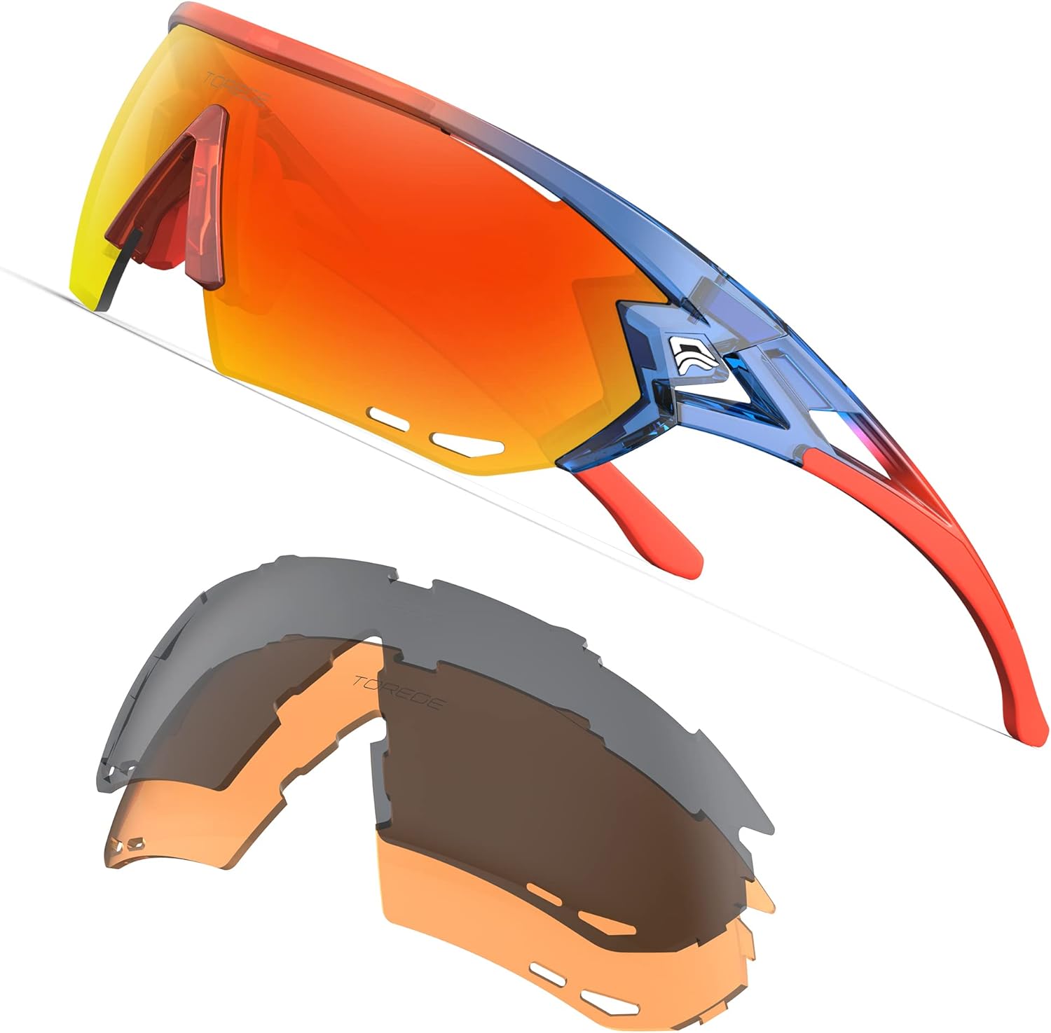 TOREGE Sports Sunglasses with 1.4mm Polarized Lens For Men Women Cycling Running Fishing Driving Golf Glasses TR18 Eagle-s