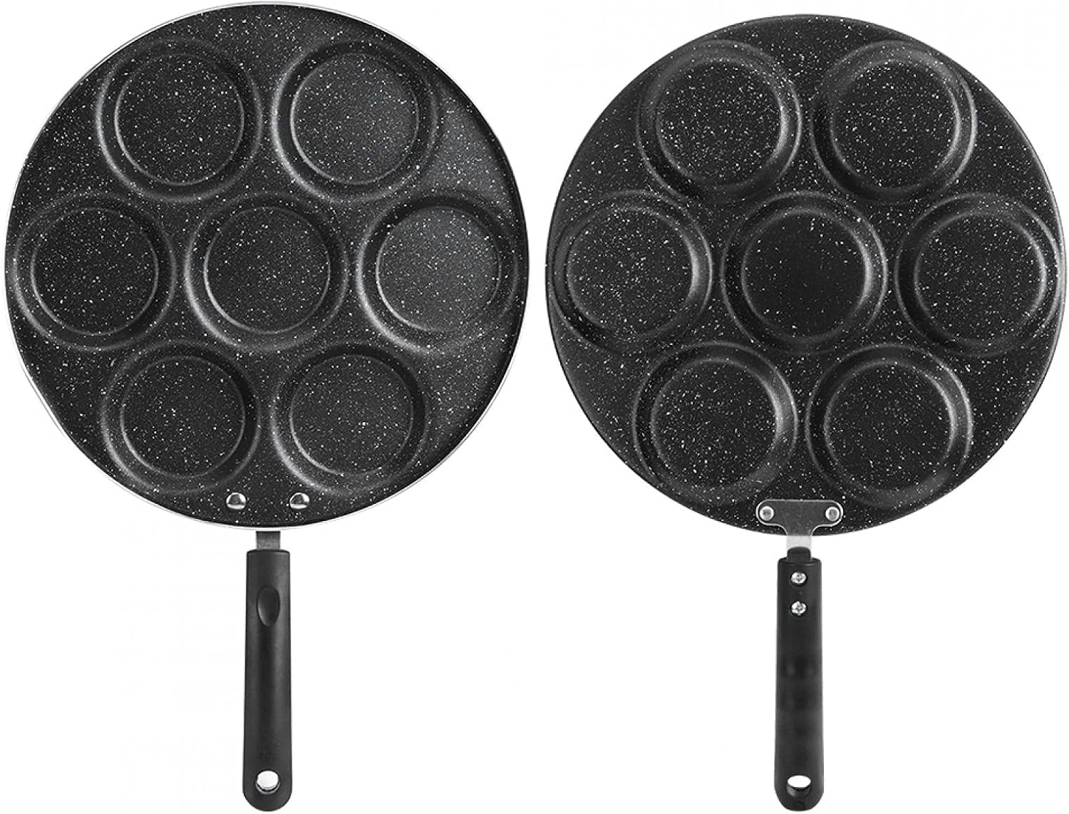 Pissente 7 hole Egg Frying Pan, Multifunctional Home Kitchen Breakfast Omelette Pan with Anti Scald Handle, Non Stick Cookware Breakfast Cooking Tool