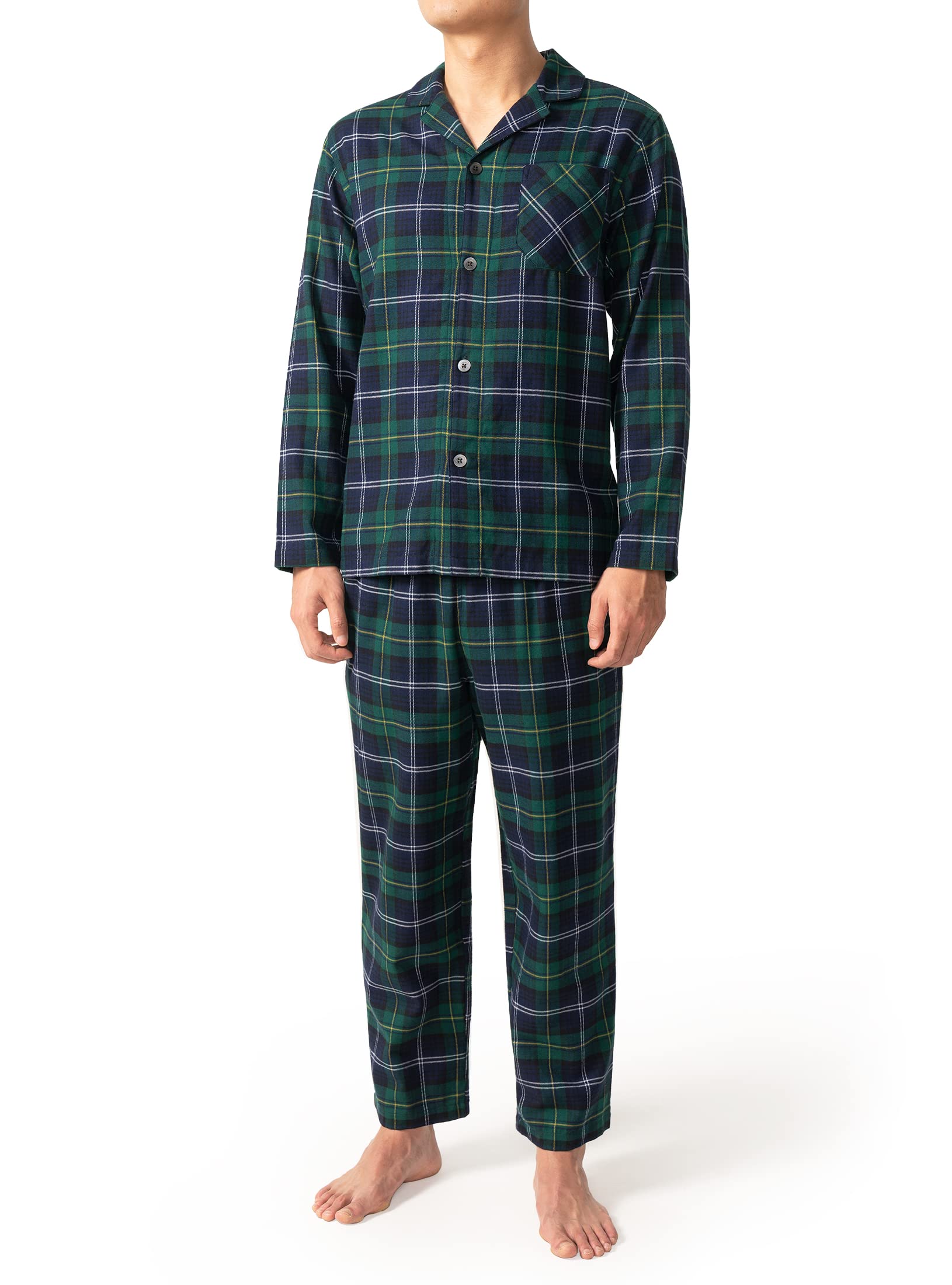 Size XL DAVID ARCHY Men's Flannel Cotton Pajama Set Button-Down Sleepwear PJ Set Lounge Wear