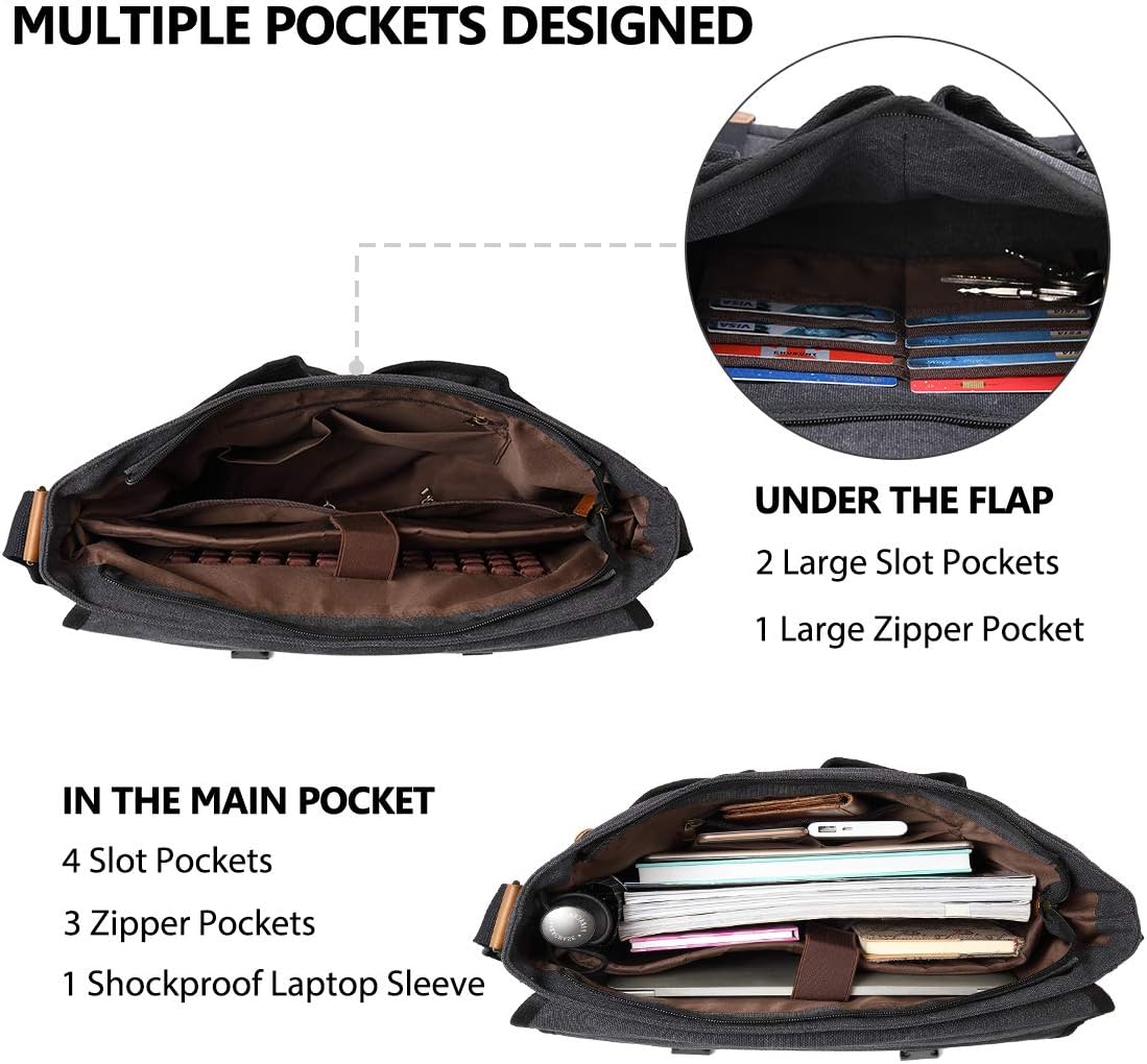 Promo 40% OFF Messenger Bag, 17 In Laptop Bag Vintage Water Resistant Canvas Shoulder Bag Satchel for Men by VONXURY Best Deal Cheap π Messenger Bag, 17 In Laptop Bag Vintage Water Resistant Canvas Shoulder Bag Satchel for Men by VONXURY