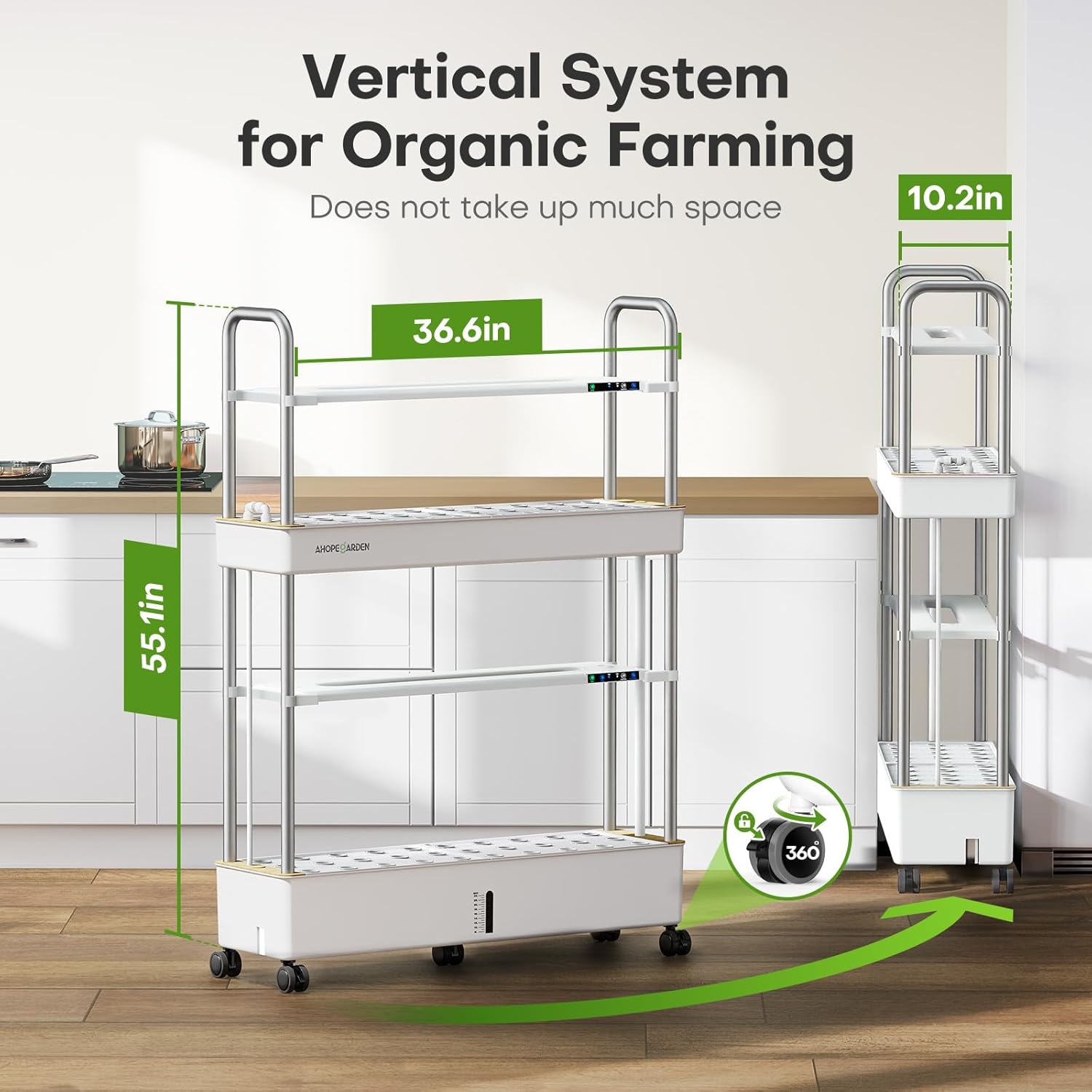 Ahopegarden Indoor Garden Hydroponics Growing System Kit: 60 Pods Indoor Herb Garden with LED Grow Light - Plant Germination Kit, 32L Large Capacity Hydroponic Tower for Vegetables Fruits Flowers