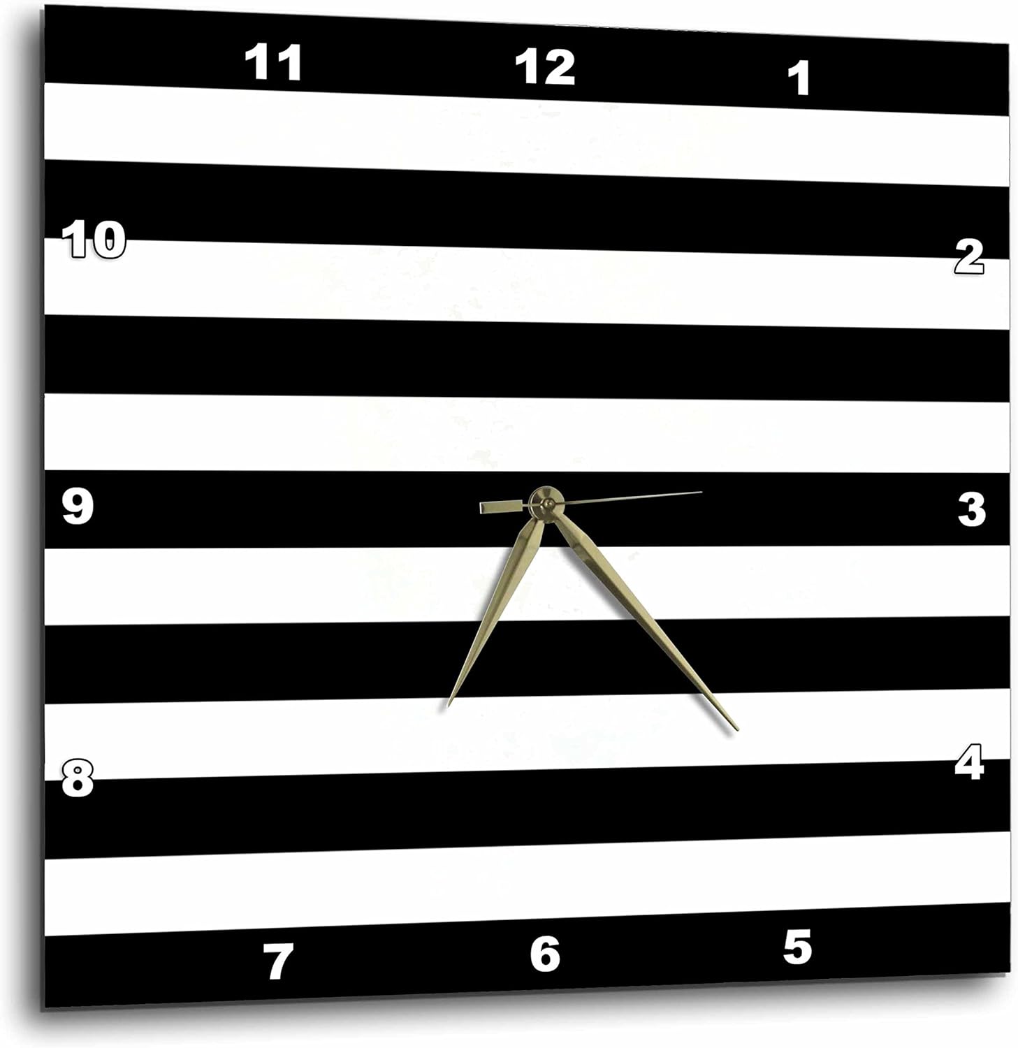 3dRose DPP_56663_1 Stylish Contemporary Stripes Black & White Striped Pattern Aka Breton Stripe Wall Clock, 10 by 10"