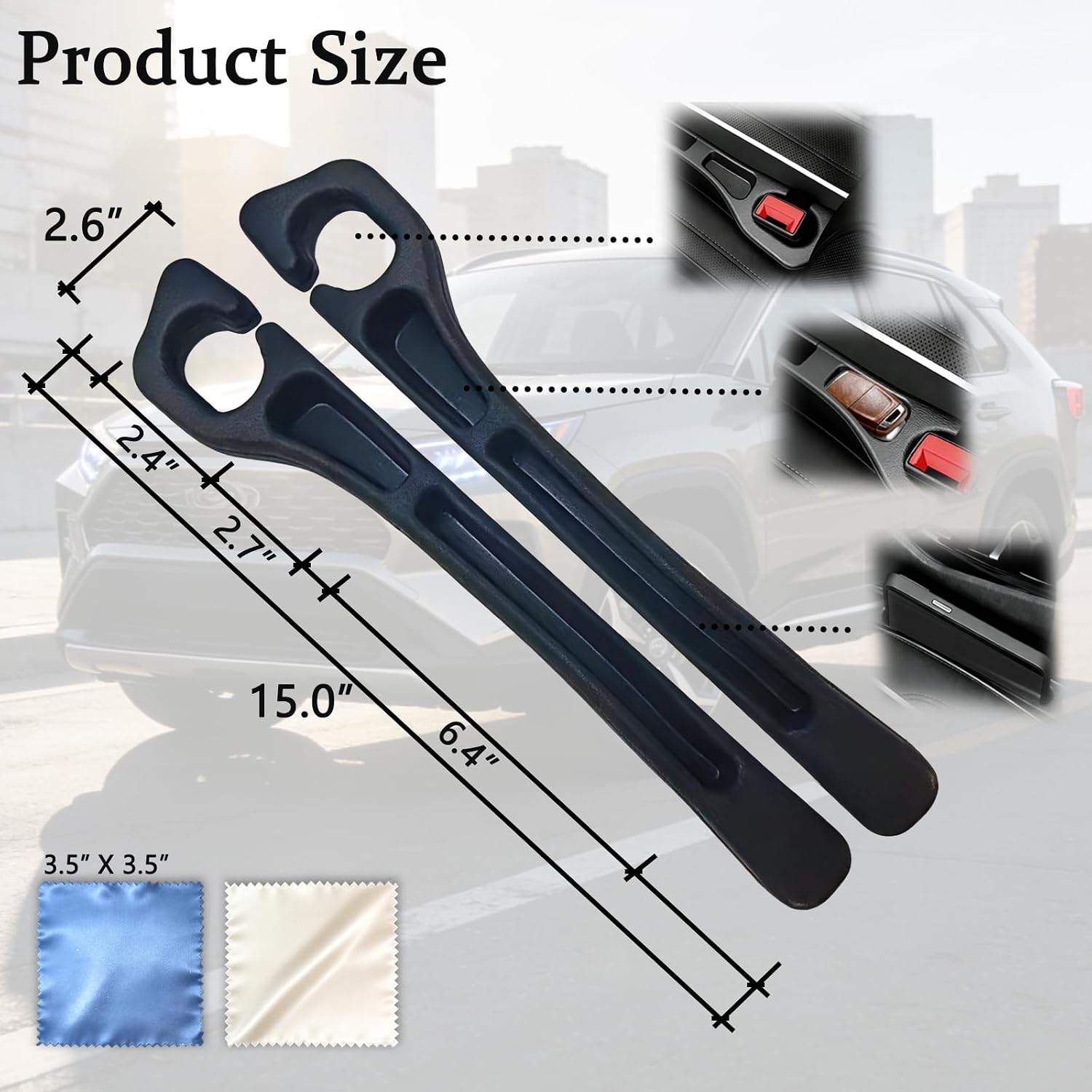 Car Seat Gap Filler Organizer Compatible with All Chevrolet Equinox Accessories | Seat Gap Plug Blocker with Storage Slot | Car Screen Cleaning Cloth image 2