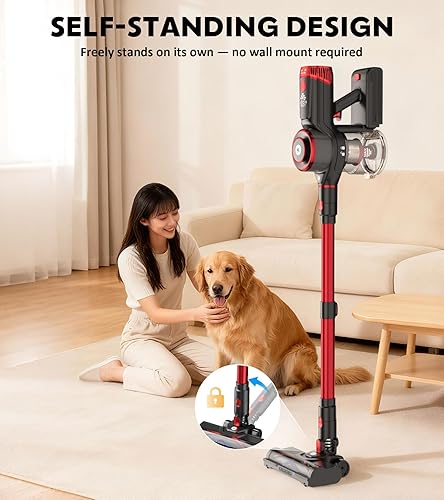 Miniatura 7 de Aspiradora inalámbrica, potente aspiradora de 600 W 50 KPA con pantalla inteligente OLED, tiempo de ejecución de 70 minutos, autónomo y taza de