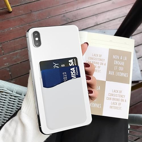 Miniatura 7 de Práctica y versátil cartera para teléfono celular, se adhiere en la parte posterior del teléfono, bolsillo de silicona de alta calidad con adhesivo