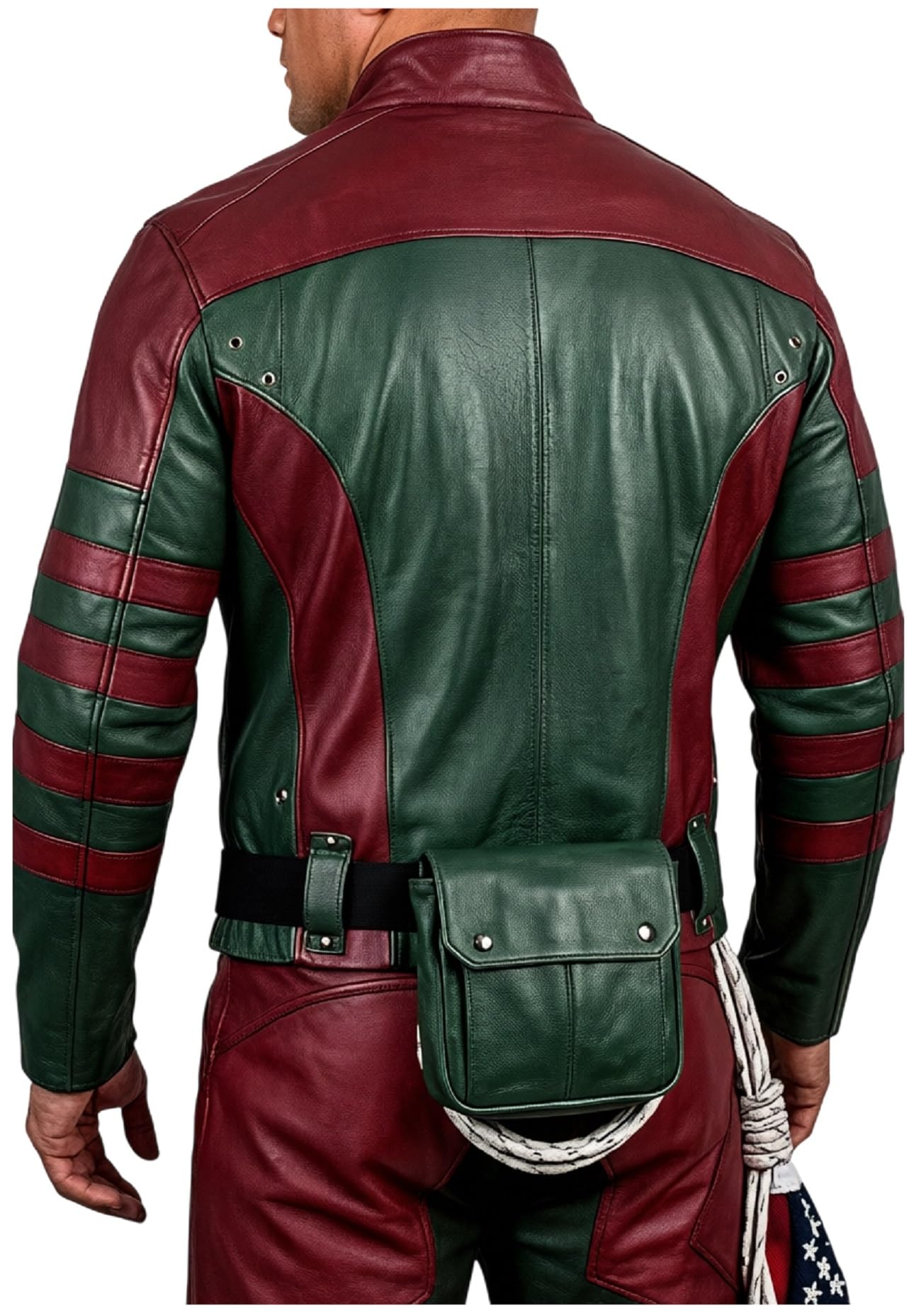 Chaqueta de cuero para hombre, diseño navideño de superhéroes y verde oscuro, ropa de abrigo para cosplay