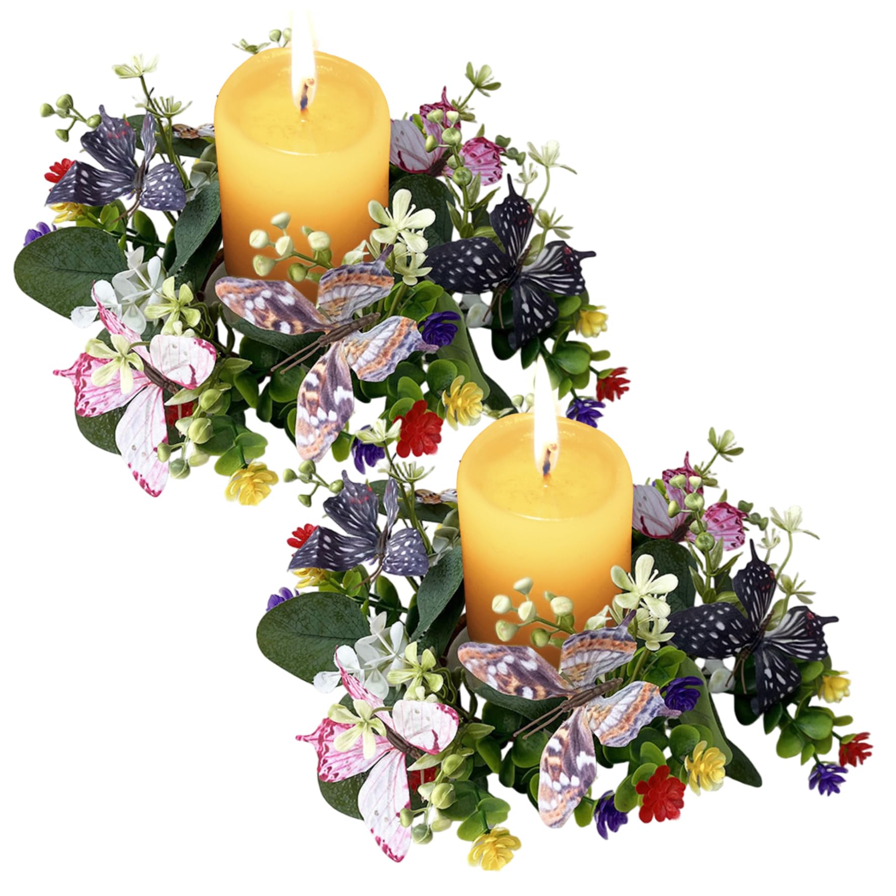 Centres de table fleurs en soie de mariage avec anneaux de bougie de 9,8 pouces