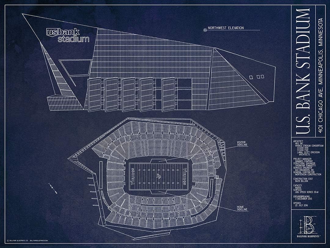 Great American Ball Park Blueprint Art Print - 18x24 Inch Stadium Architecture Drawing