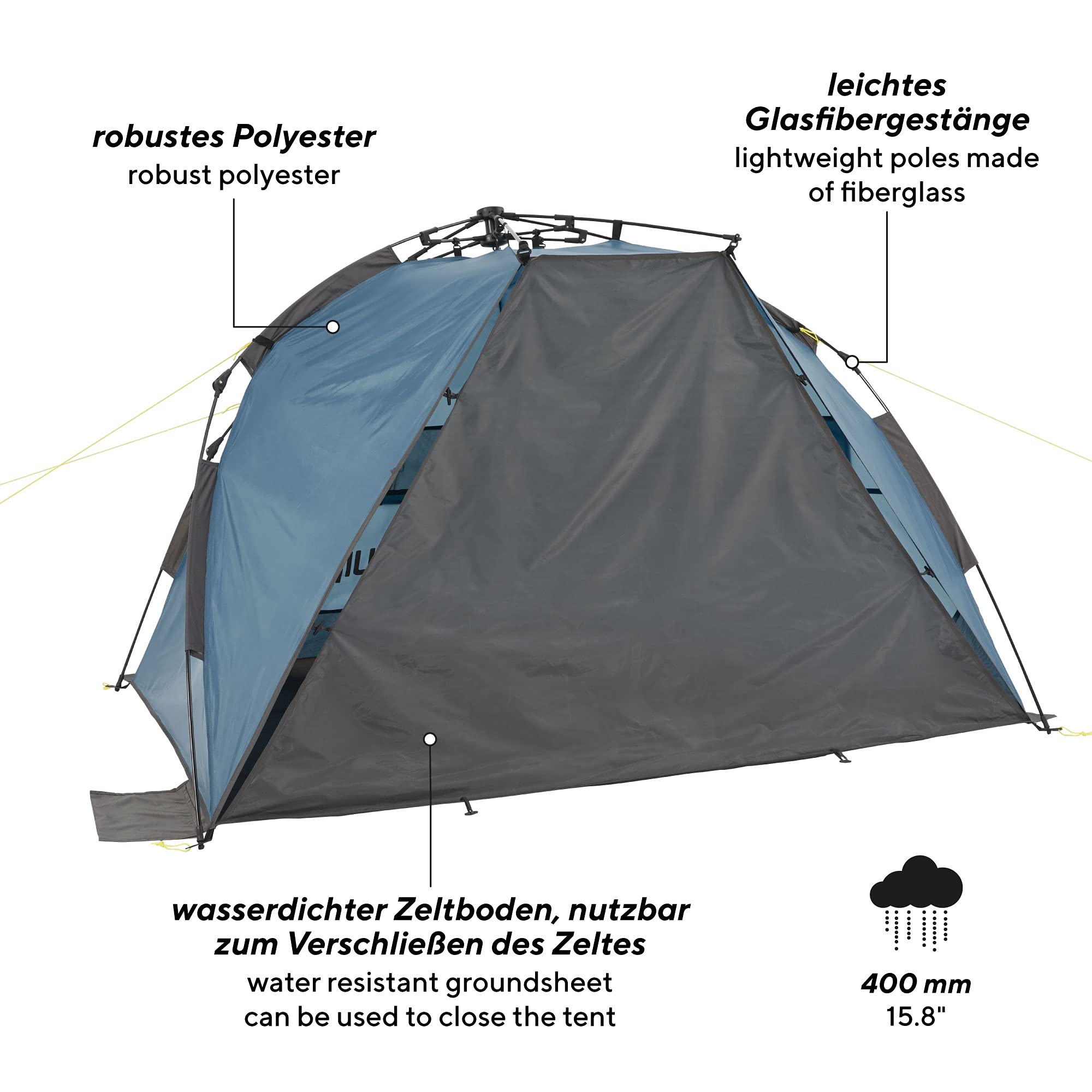 Uquip Tente de Plage Speedy I Abri de Plage UPF 50+ Contre Le Soleil, Le Vent et la Pluie I Tente de Plage Portable à Montage Rapide I Idéale pour la Plage, Le Camping et Les Pique-niques