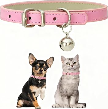 Pink Xs Dog Collar with Bell,Cat Collar with Bell
