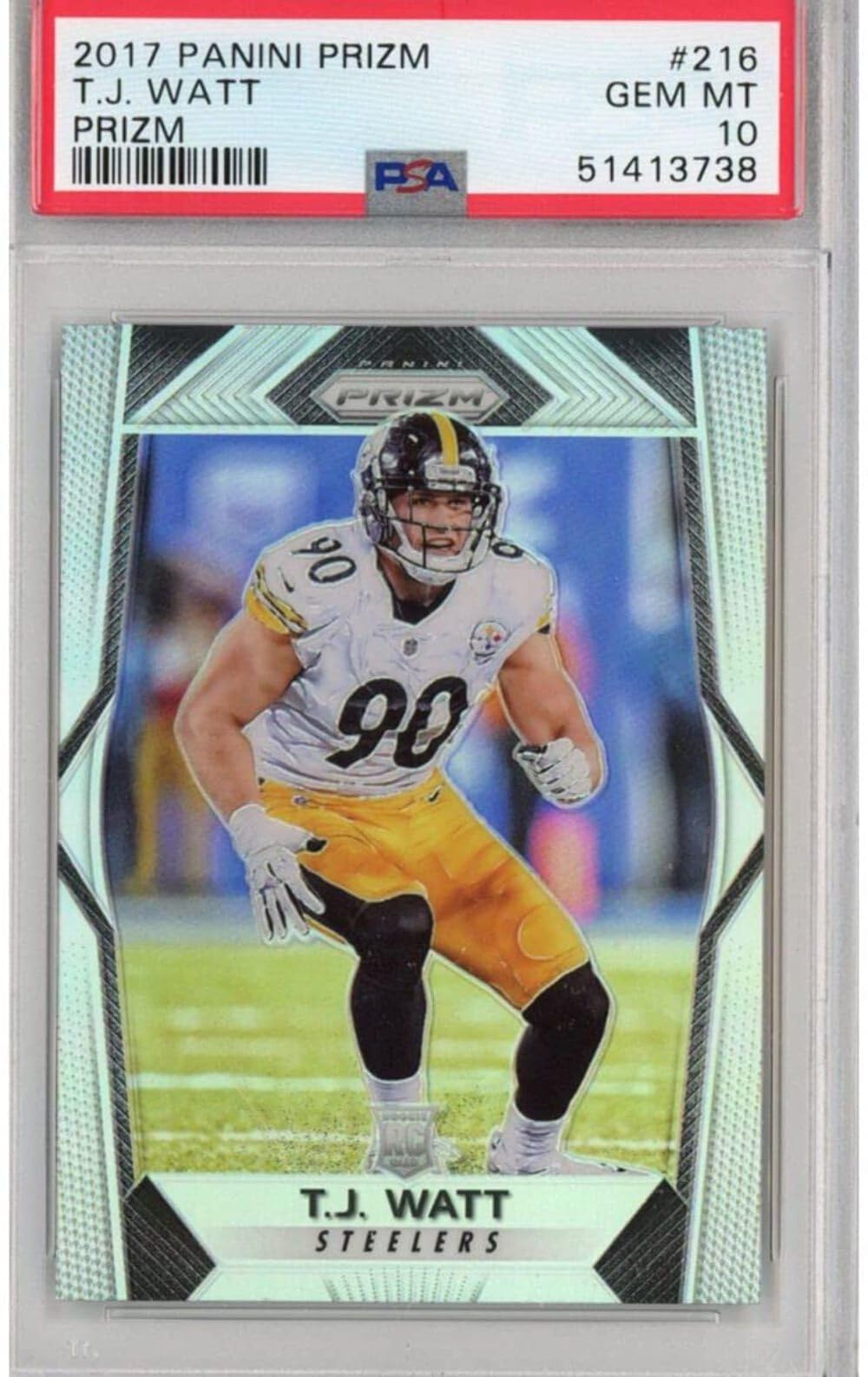 Amazon.com: Graded 2017 Panini Prizm TJ T.J. Watt #216 Silver