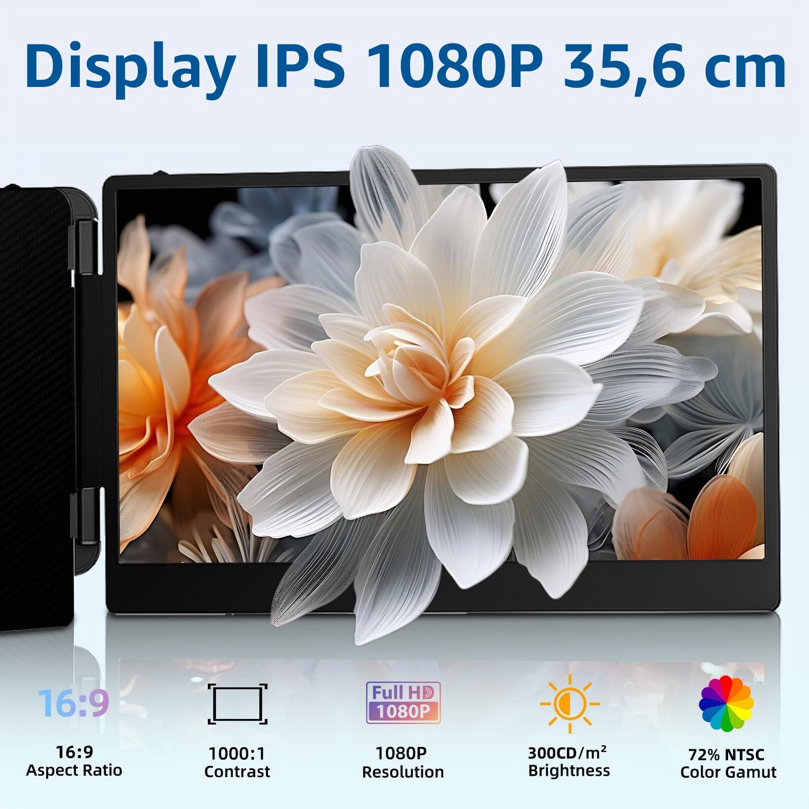 ROYY Estensore schermo per computer portatile, triplo monitor, 14", 1080p, attacco FHD, compatibile con Windows Mac Dex Chrome Travel Work adatto per laptop da 13-17"
