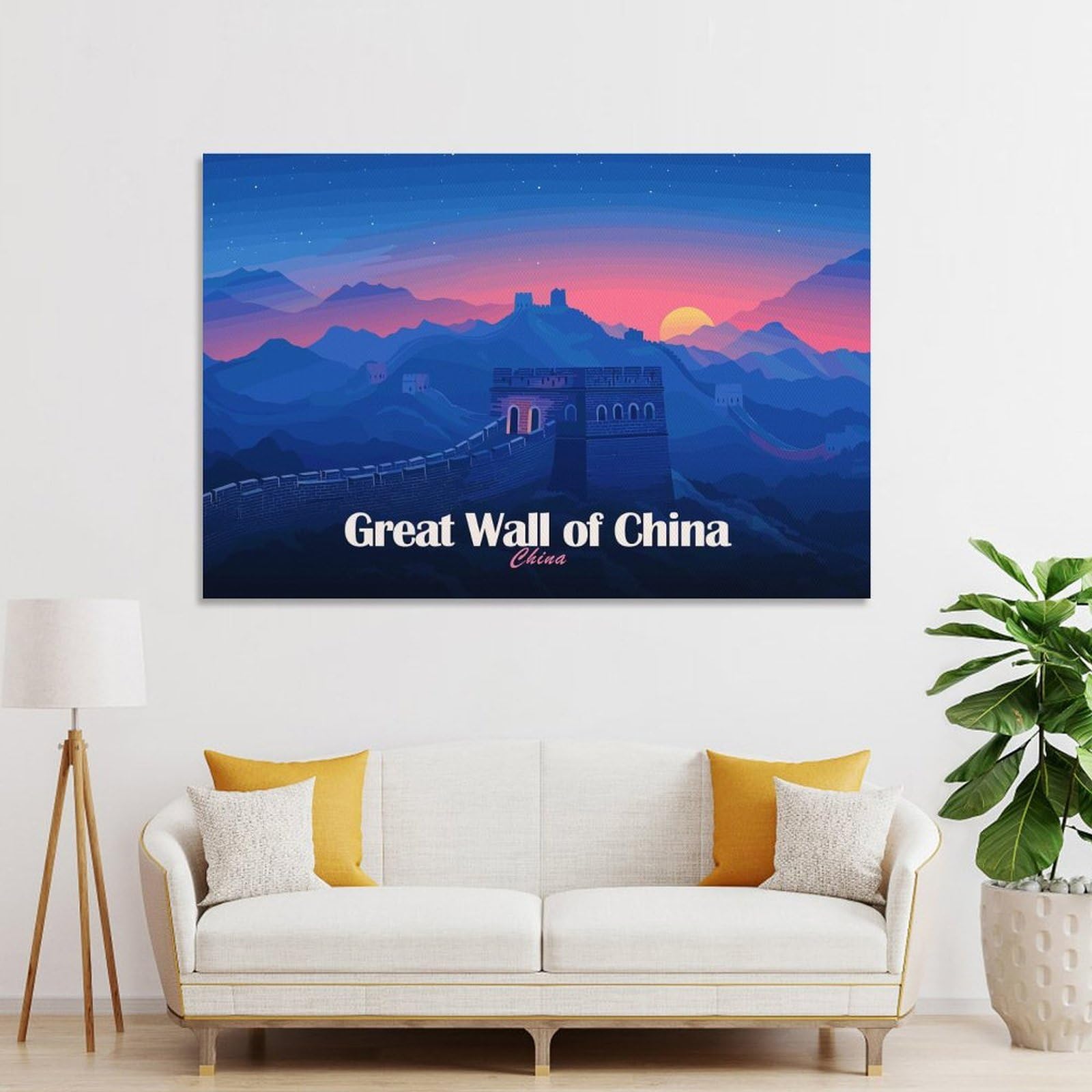 Junmoney Unframe-Style-24-1 Decorative Wall Artwork Great Wall Of China At Sunset, 08X12inch(20X30cm), For New Homes, Bedrooms Or Workspaces, Canvas Artwork With Gifting Potential