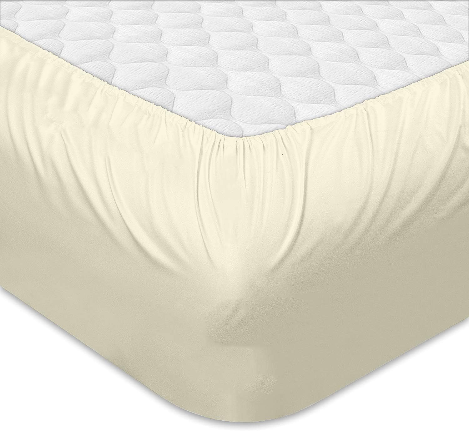 Rajlinen Queen Size Cotton Sheets - 400 Thread Count Sheets - Queen Size Sheets Sets- Easy Fit - Queen Bed Sheets - - 15 Inch Deep Pocket Cotton Sheets (Ivory Solid, Queen)