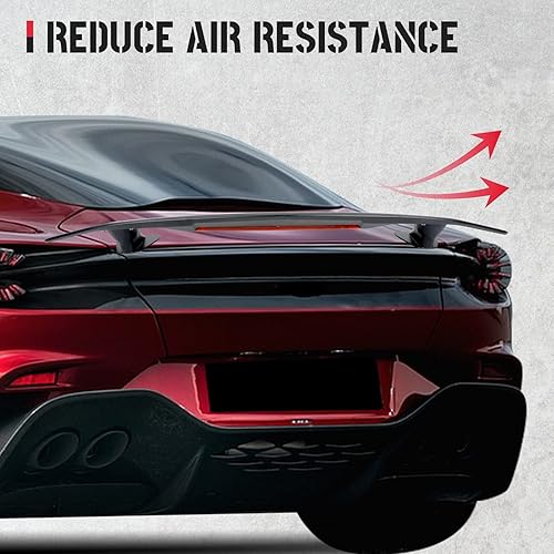 Miniatura 5 de Alerón trasero universal de 46 pulgadas, ala de alerón de carreras de ABS estilo JDM, ligera, color negro brillante, alerón trasero con tapa