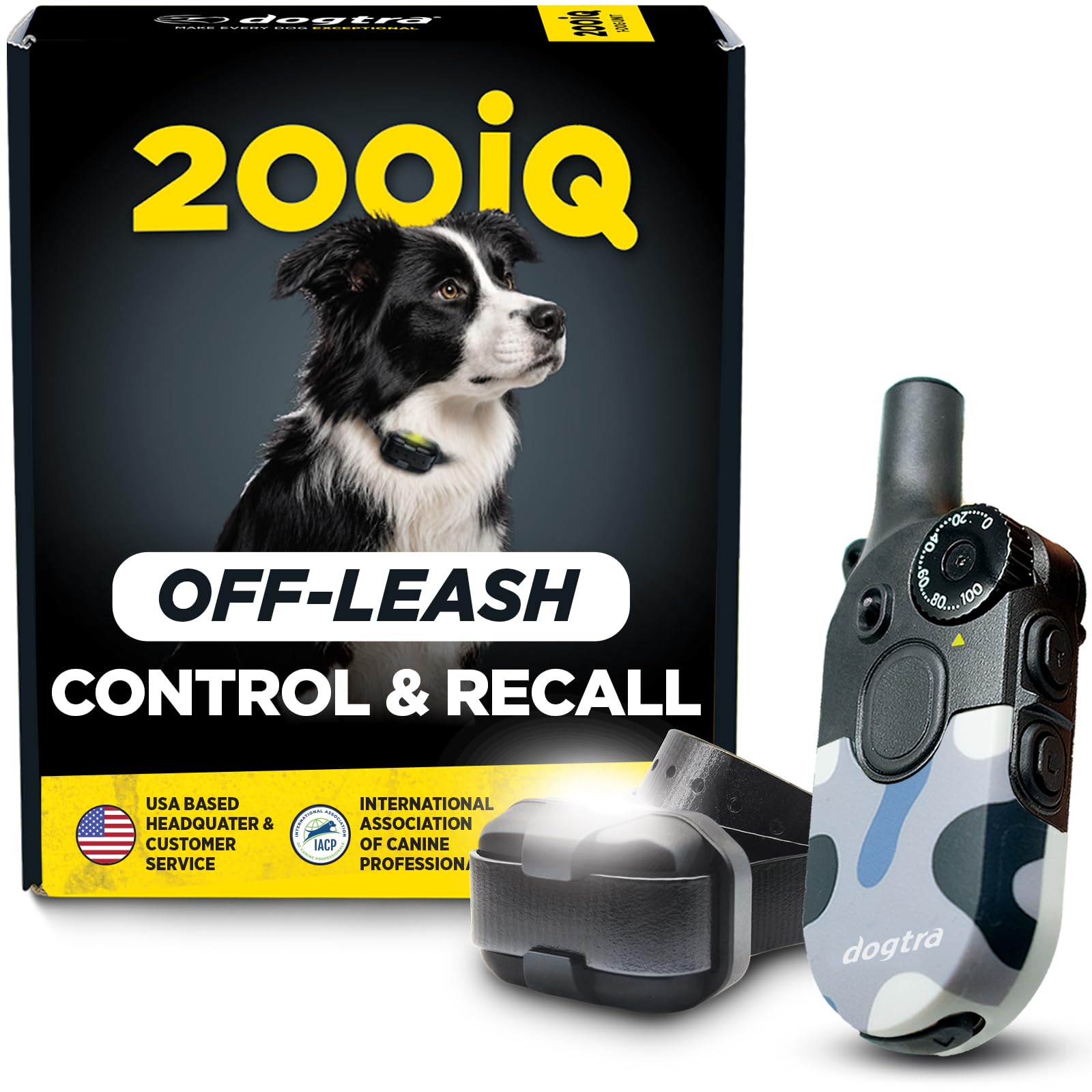 Dogtra 200iQ Remote Training E Collar – 100 Levels, Tone, Vibration, 1/2 Mile Range – Compact, Waterproof, One-Handed Control for Dogs 10 lbs+ – Lightweight Design for Daily Training – Abstract Blue