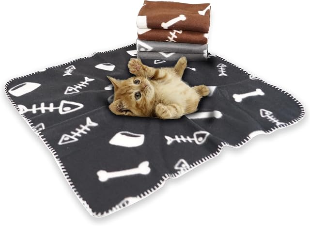 softan 5 Pack Pet Blanket, Cute Paw Print Ultra Soft Dog Blanket, Warm and Washable Animals Blanket Puppy Kitten Blanket 60x70cm