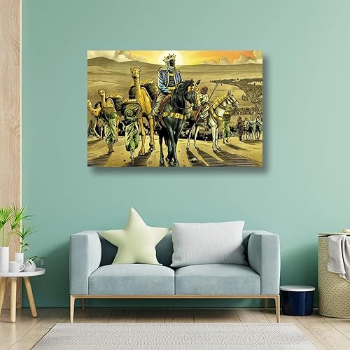 Miniatura 2 de Mansa Musa - Póster de pintura en lienzo para pared, sala de estar, dormitorio, decoración moderna al óleo (marco, 08 x 12 pulgadas)