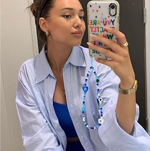 Miniatura 4 de Dije con cuentas para teléfono, correa de muñeca hecha a mano con piedras preciosas para mujeres y niñas