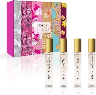 SO...? Unique Premium Women Perfume Gift Set, Vanilla Treat, Sweet Pea, White Flower, Truffle Cream, Eau De Toilette with Long Lasting Fragrance - Travel Size Mini Perfume for Girls (4 x 15 ml)