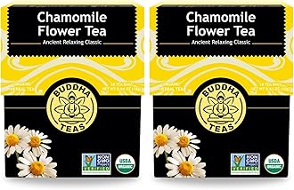 Buddha Teas Organic Chamomile Flower Tea - OU Kosher, USDA Organic, CCOF Organic, 18 Bleach-Free Tea Bag (Pack of 2)