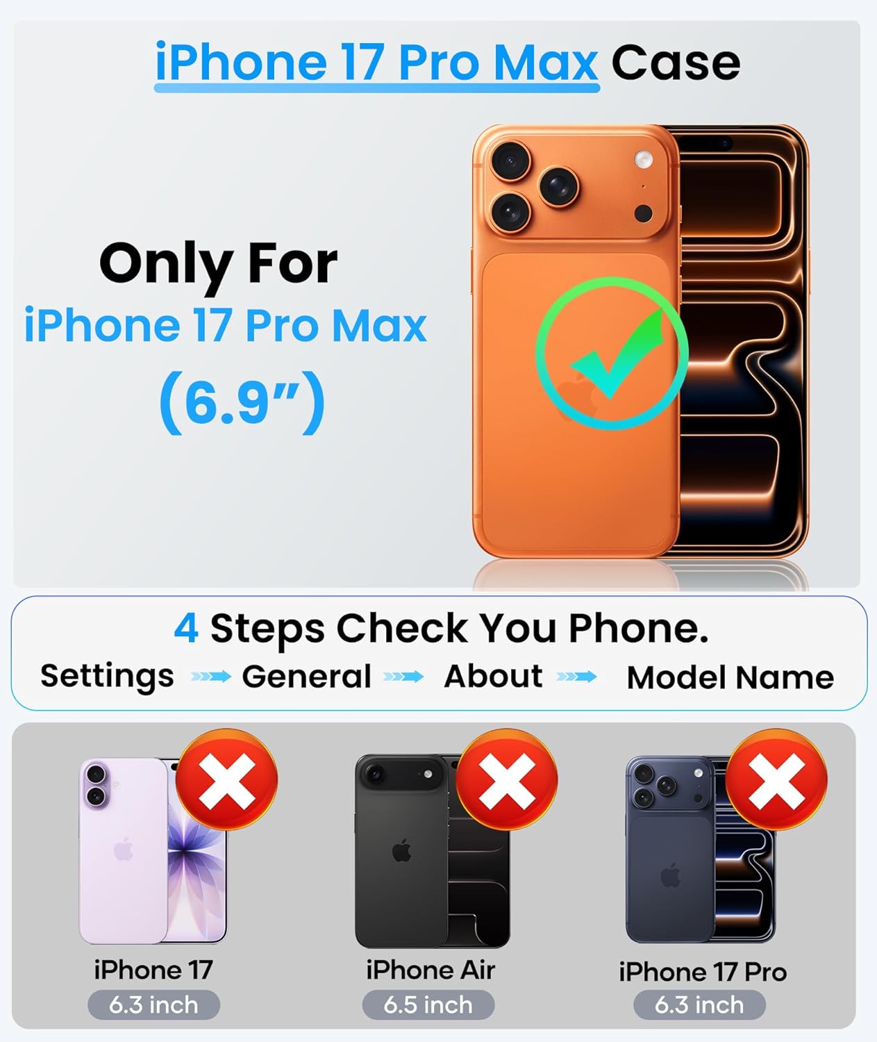 ATATOO for iPhone 17 Pro Max Magnetic Case with Card Holder (Store 2 Cards), [Compatible with MagSafe] & RFID Blocking, Women Men Cute Wallet Phone Cover for iPhone 17 Pro Max 6.9" 2025, Orange - Image 2