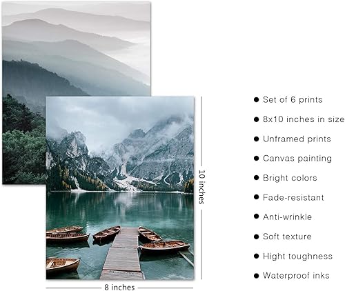 Miniatura 5 de HoozGee Arte de pared de viaje de Escandinavia, imágenes de montaña, decoración de pared, paisaje natural, fotografía, póster en lienzo, impresión