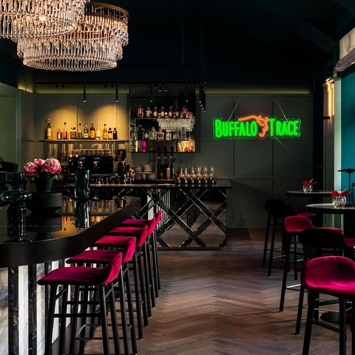 WonderfulLife Buffalo Neon Sign for Bourbon Whiskey in Bar Pub man Cave or Party,Bright Led Light Suitable for Garage Decor or Business Display,5V USB Powered Easy Hanging. - Image 4