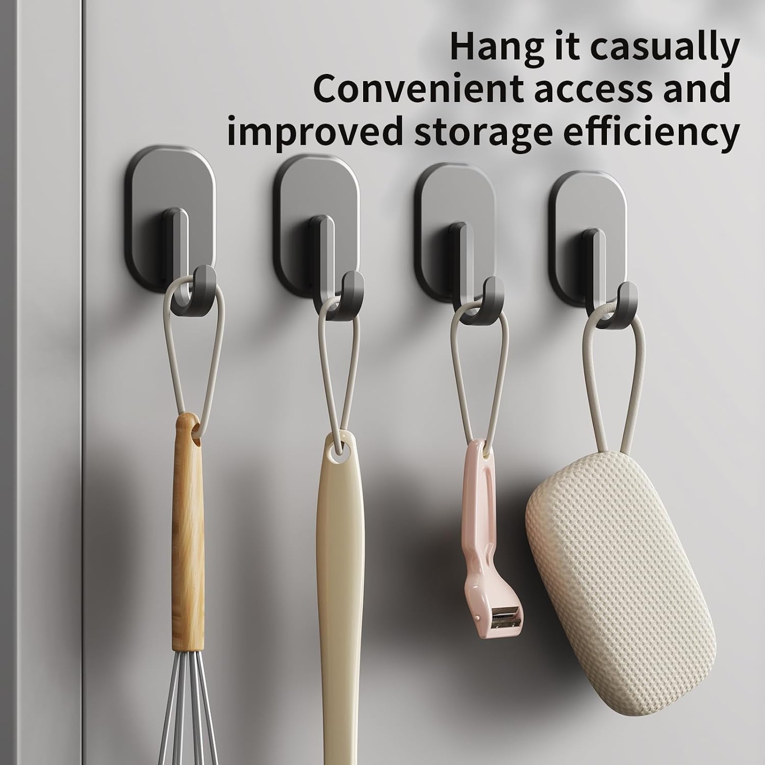 3-Pack Magnetic Hooks - No Drill Space Saving Hooks for Kitchen, Bathroom & Office, Heavy Duty Black Refrigerator Hooks for Towels & Keys