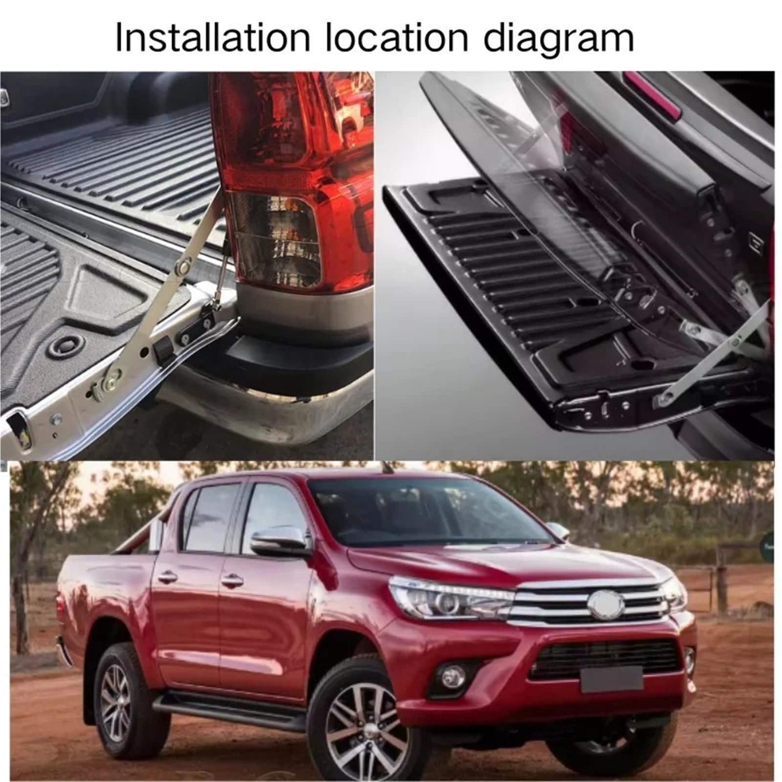 Amortyzator gazowy sprężyna gazowa Modyfikacja Siłowników Gazowych Pasujących Do Toyoty Hilux GUN125 Revo Rocco ROGUE 2015-2022, Amortyzatorów Klapy Tylnej, Wspomagania Zwalniania(1pair)