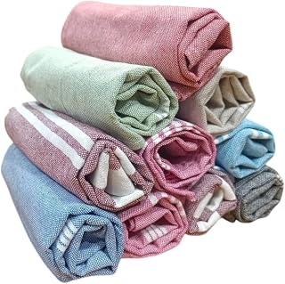 V rde Premium 10 Pcs Hand Towels 250 GSM Cotton Face Towel Kitchen Towel Floor Towel Soft Towels Size 16W x 25L Inches Striped & Solid Pattern. (Pack of 10)