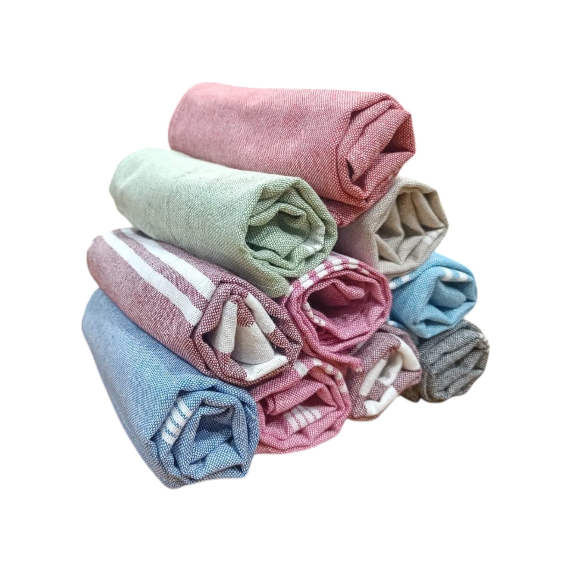 Värde® Premium Hand Towels | 200 GSM Cotton Hand Towels | Hand Towel Set of 10 | Face Towel | Kitchen Towel | Floor Towel | Soft Towels | Size 16W x 25L Inches | Striped & Solid Pattern (Multicolor)-image-2
