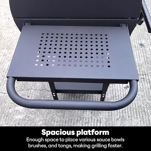 Miniatura 2 de Parrilla de carbón Doulbe - Parrilla de barril de carbón con estante lateral, parrilla portátil grande para barbacoa adecuada para acampar al aire