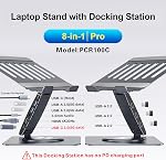 Laptop Docking Station Stand Dual Display 4K HDMI USB3.0 3.5mm Audio Jack 8-IN-1 360° Swivel Laptop Stand for Desk with USB-C Hub Multiport Adapter Universal for MacBook Pro/Air/Dell/HP/Surface/Lenovo