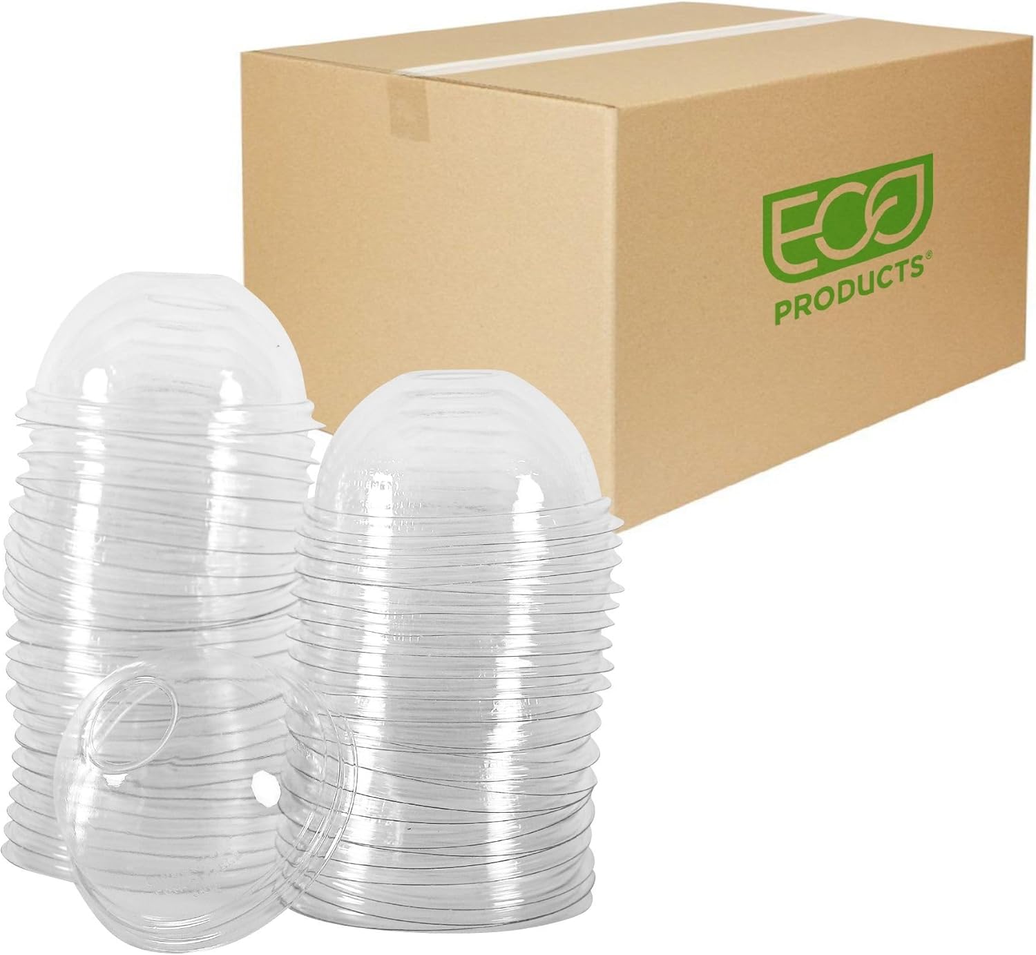 Eco-Products GreenStripe Compostable Paper Cup Dome Lids, Case of 1000, Fits 9-22oz Cups, Made From PLA Renewable Plant Based Plastic, ASTM Compliant, BPI-Certified