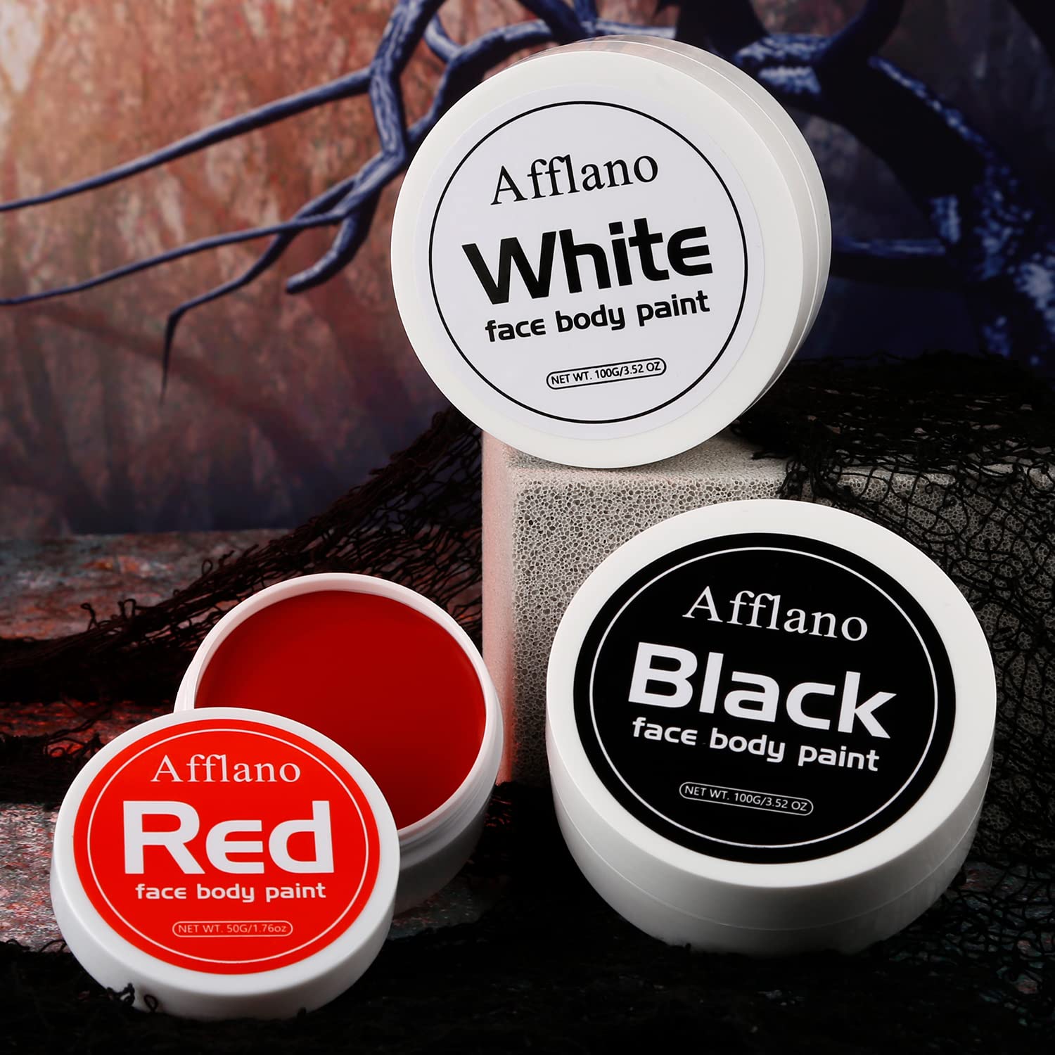 Halloween Clown Zombie Trucco Nero Bianco Rosso Crema Viso Pittura, Afflano Joker Vampiro Cosplay Scheletro Costume SFX Trucco Effetti Speciali Vernici Set Pittura a Base Di Olio Per Bambini Adulti
