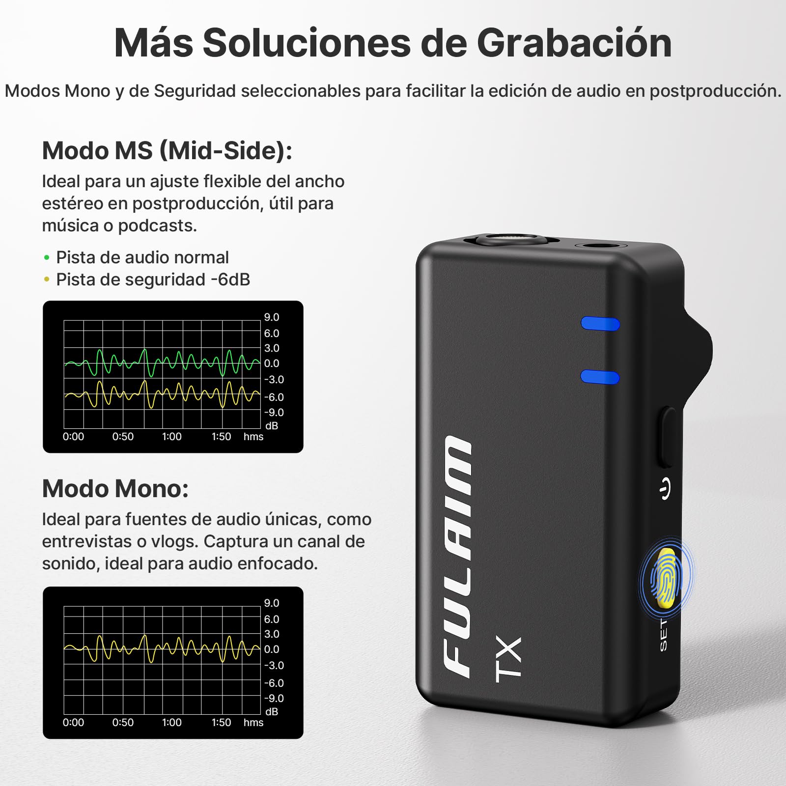 FULAIM X6 Sistema de Micrófono Inalámbrico Compacto de 4 Canales para Cámaras y Móvil, Ideal para Entrevistas, Transmisiones en Vivo, Vlogs, Enseñanza en Línea y Grabación de Videos