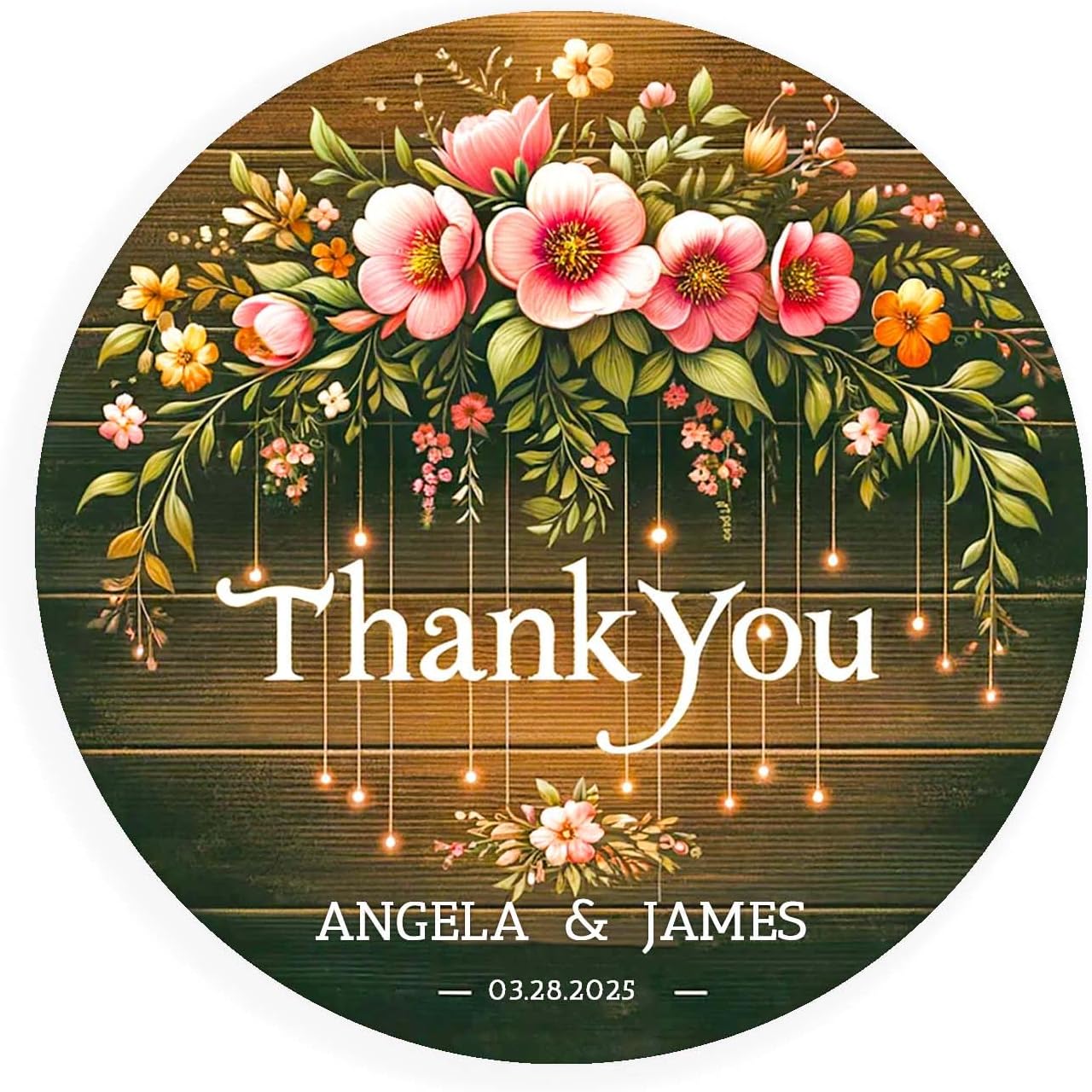 Personalized Customized Labels Tags,Customizable Stickers Rustic Wood & Botanical Leaf Branches Green Wreath Classic Round Sticker for Business Custom Made Stickers, 100 Stickers3X3