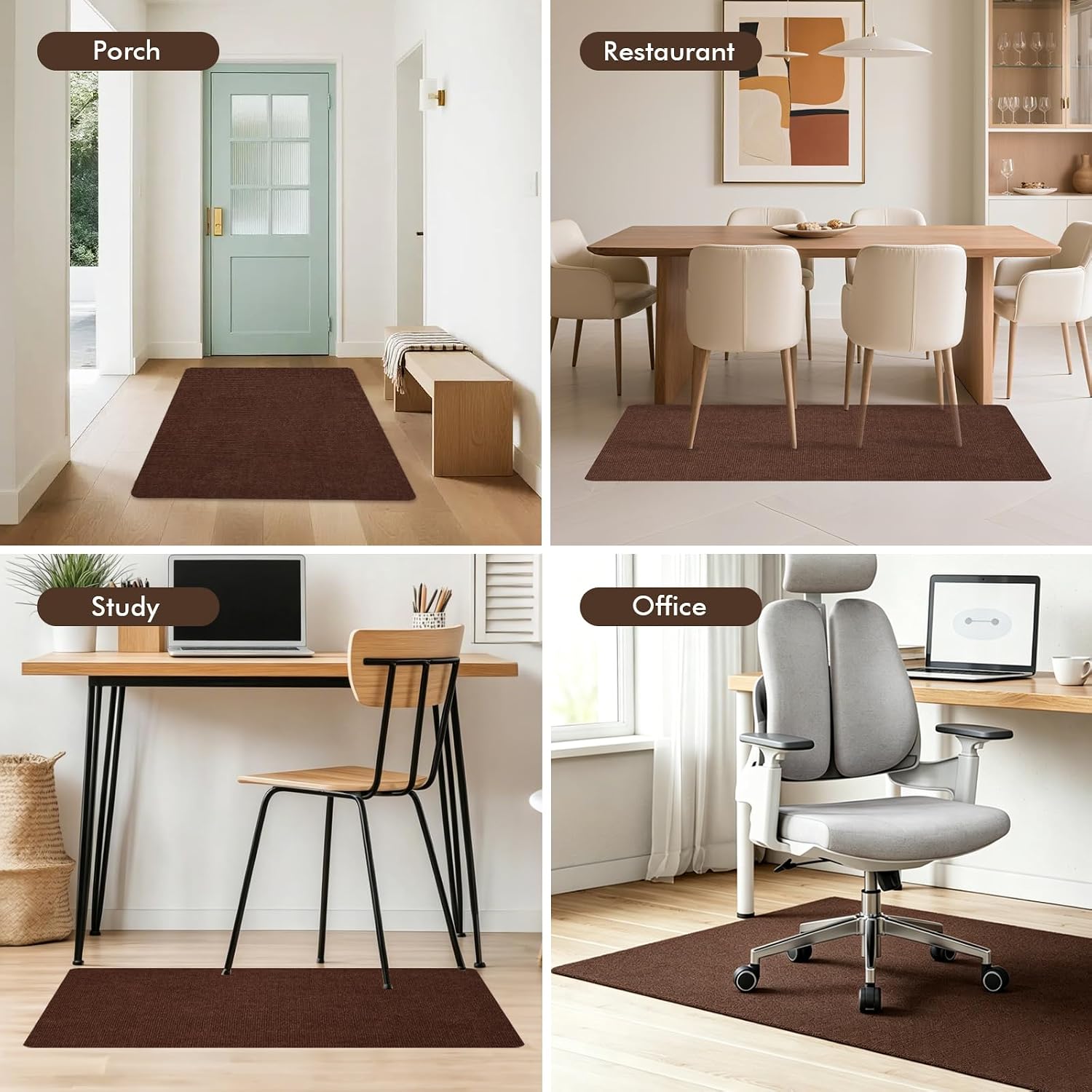 Office Chair Mat for Hardwood Floor, Anti-Slip Chair Mat for Gaming and Computer Desks, Large Floor Protector for Rolling Chair, Easy to Clean, 48"x36", Brown