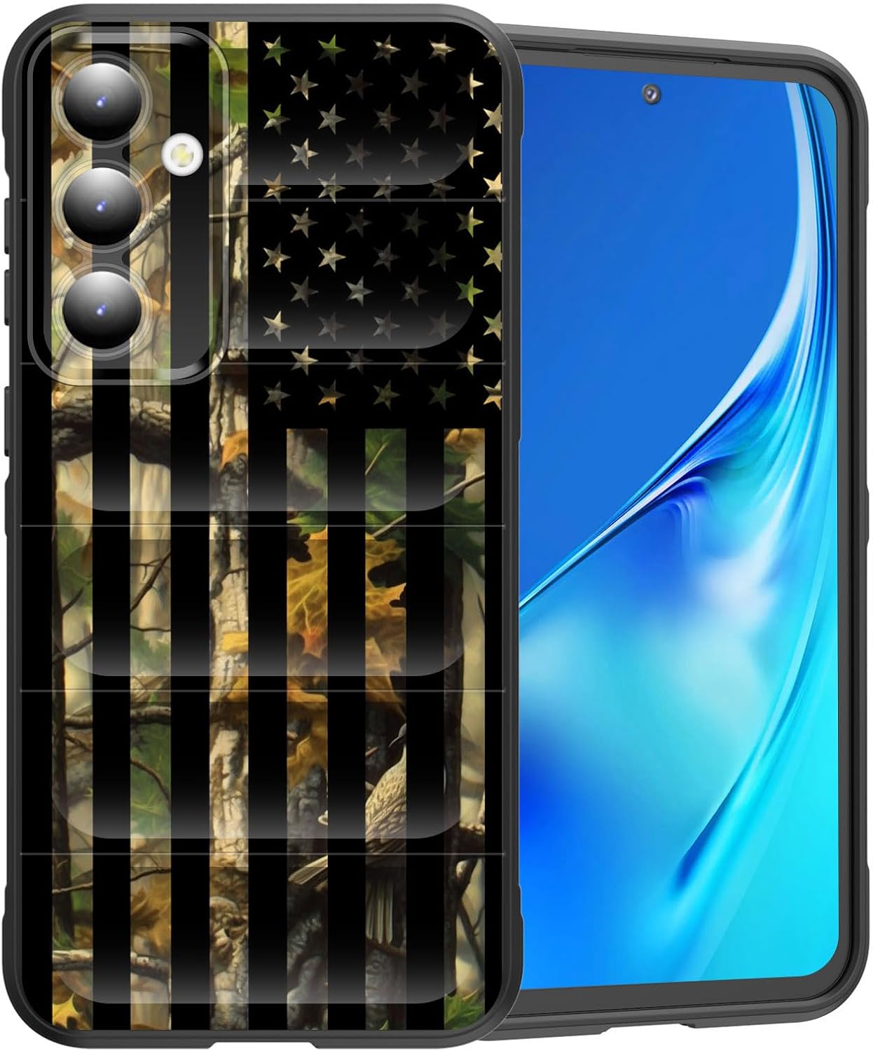for Galaxy S23 FE Case, Premium Silicone with [Soft Anti-Scratch Microfiber Lining] Shockproof Protective Phone Case for Samsung Galaxy S23 FE 5G (6.4") 2023,Camo Forest American Flag Camo Forest American Flag Galaxy S23 FE 6.4"